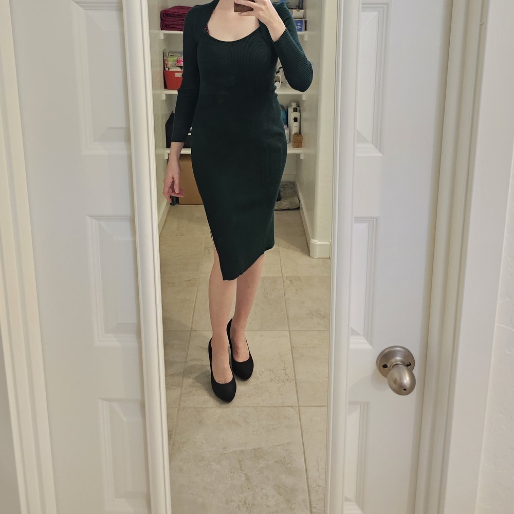Almost Famous Asymmetrical Dark Green Dress